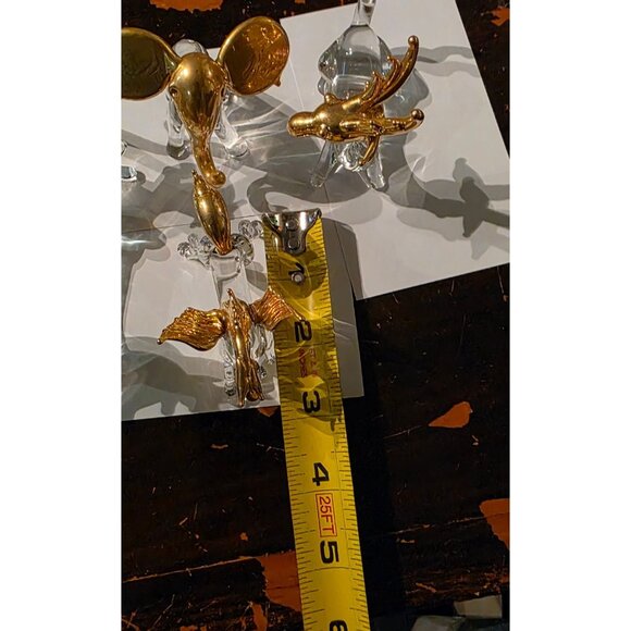 4 Vintage Crystal Animal Figurines 24K Gold Gilded mouse elephant deer Pegasus - Picture 11 of 16